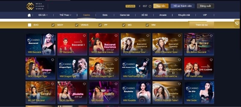 Những trò chơi casino online phổ biến tại casinomcw